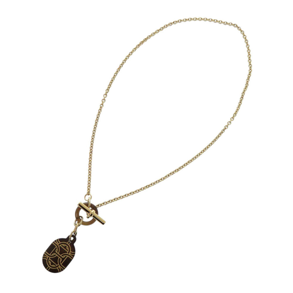 HERMES Necklace Buffalo horn gold Chene Dunkle