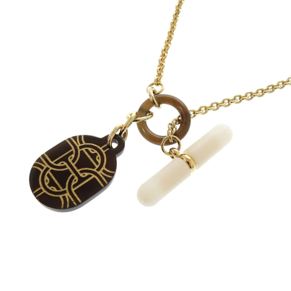 HERMES Necklace Buffalo horn gold Chene Dunkle