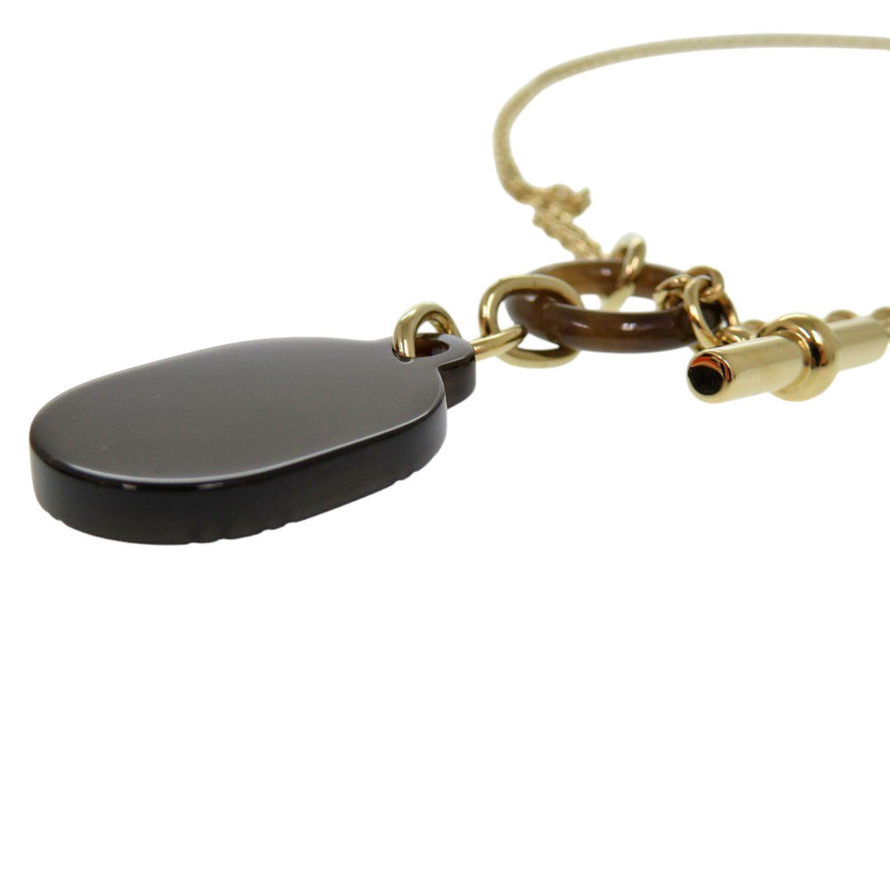 HERMES Necklace Buffalo horn gold Chene Dunkle