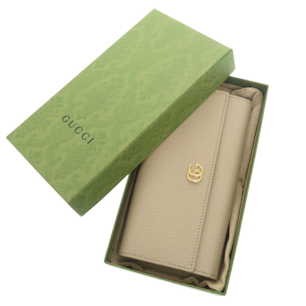 GUCCI Long Wallet Purse 456116 leather beige GG Marmont Continental wallet