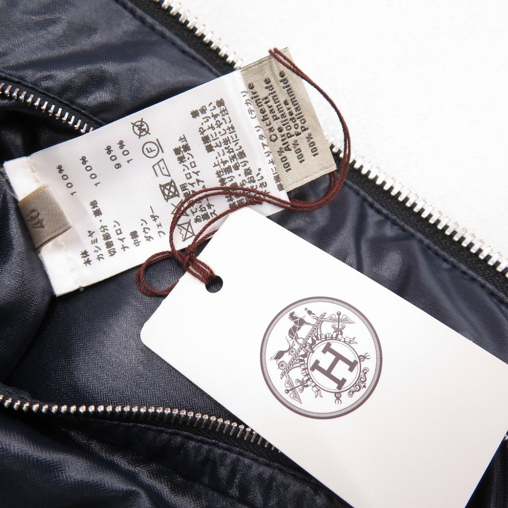 HERMES Down vest Cashmere, Nylon black Cashmere down vest 46