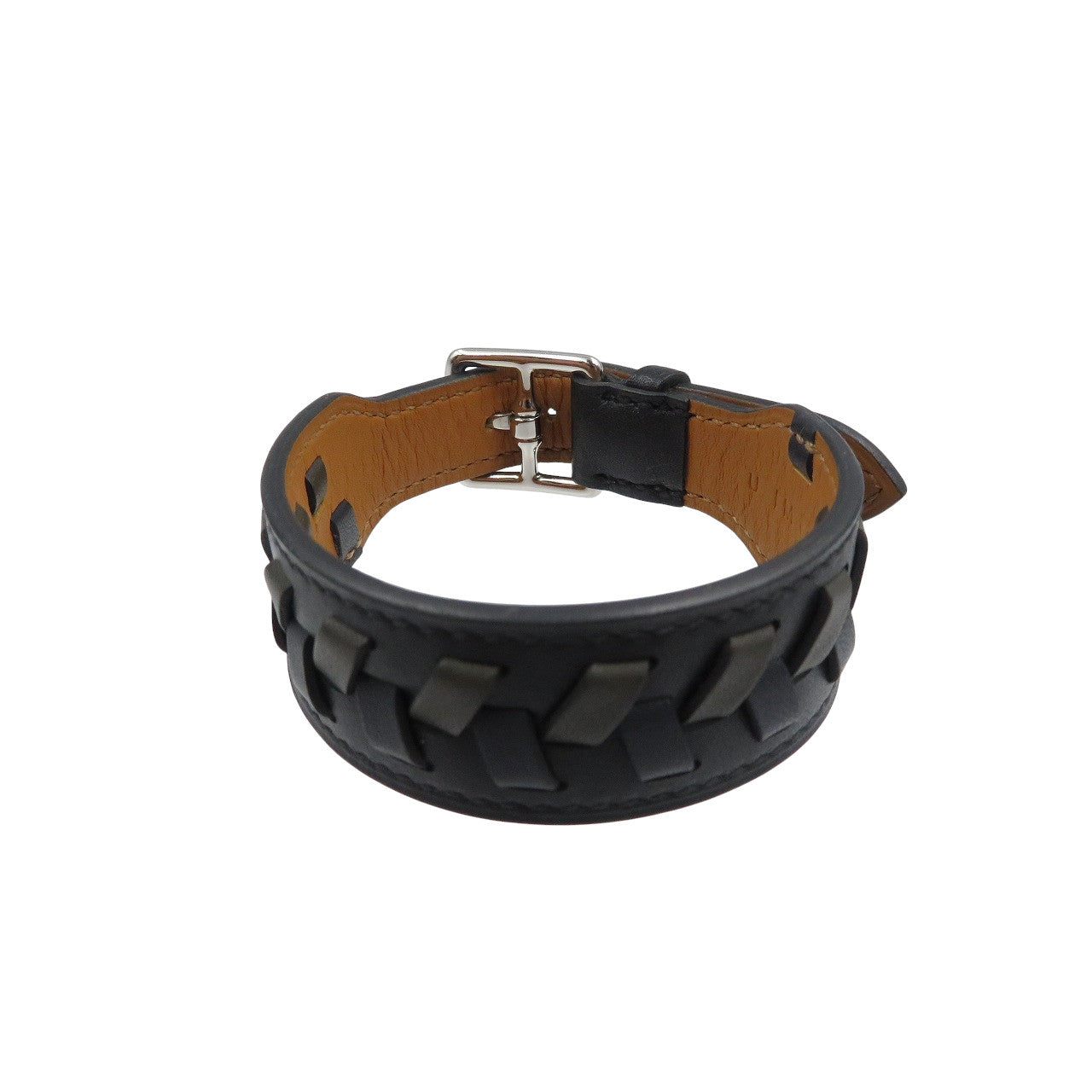 HERMES bracelet leather black Etrivière Derby T5