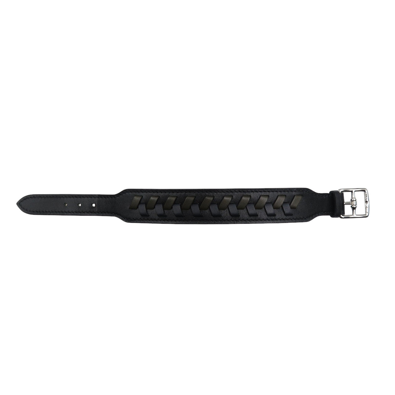 HERMES bracelet leather black Etrivière Derby T5