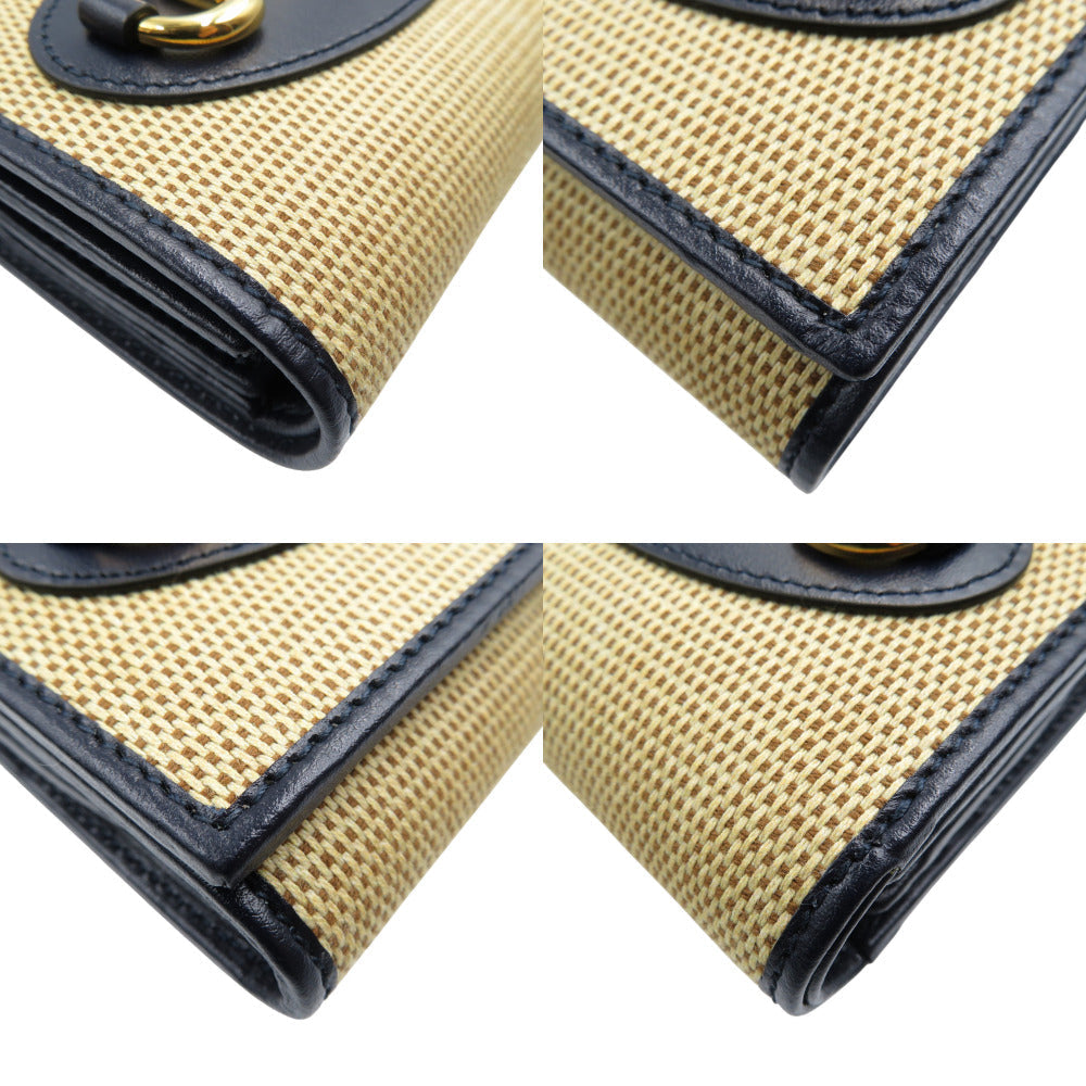 GUCCI Bifold Wallet 621891 Canvas, Leather beige Horsebit