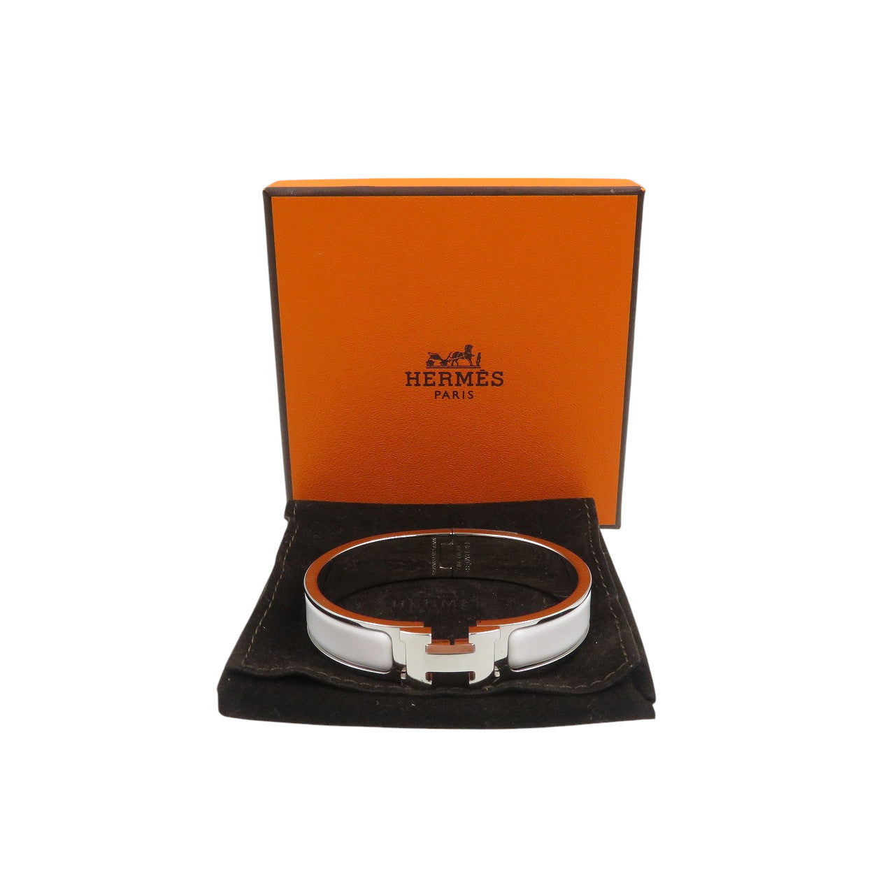 HERMES Bangle CE ,  Stainless Steel white Click crack PM enamel