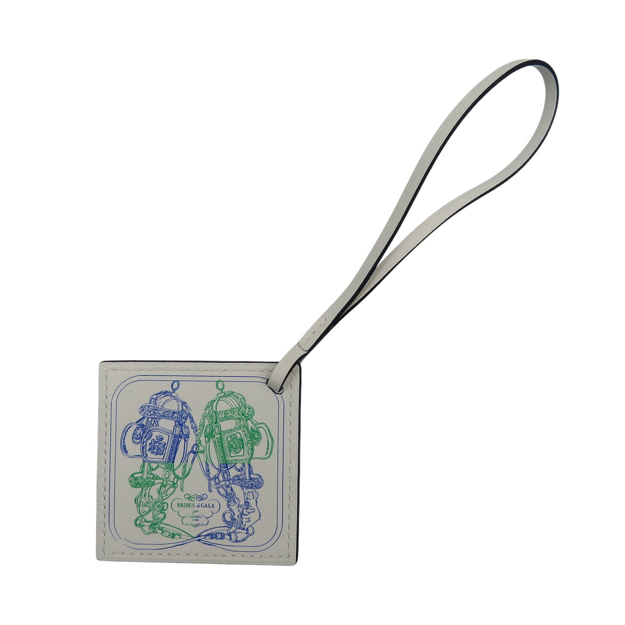 HERMES key ring Vaux Swift Blue royal Carenano BRIDES de GALA