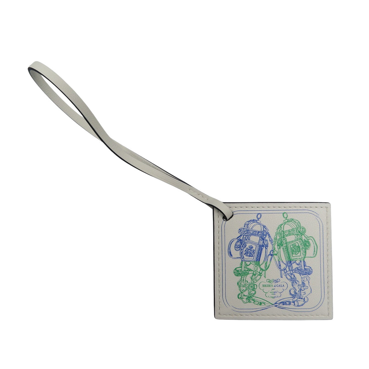 HERMES key ring Vaux Swift Blue royal Carenano BRIDES de GALA
