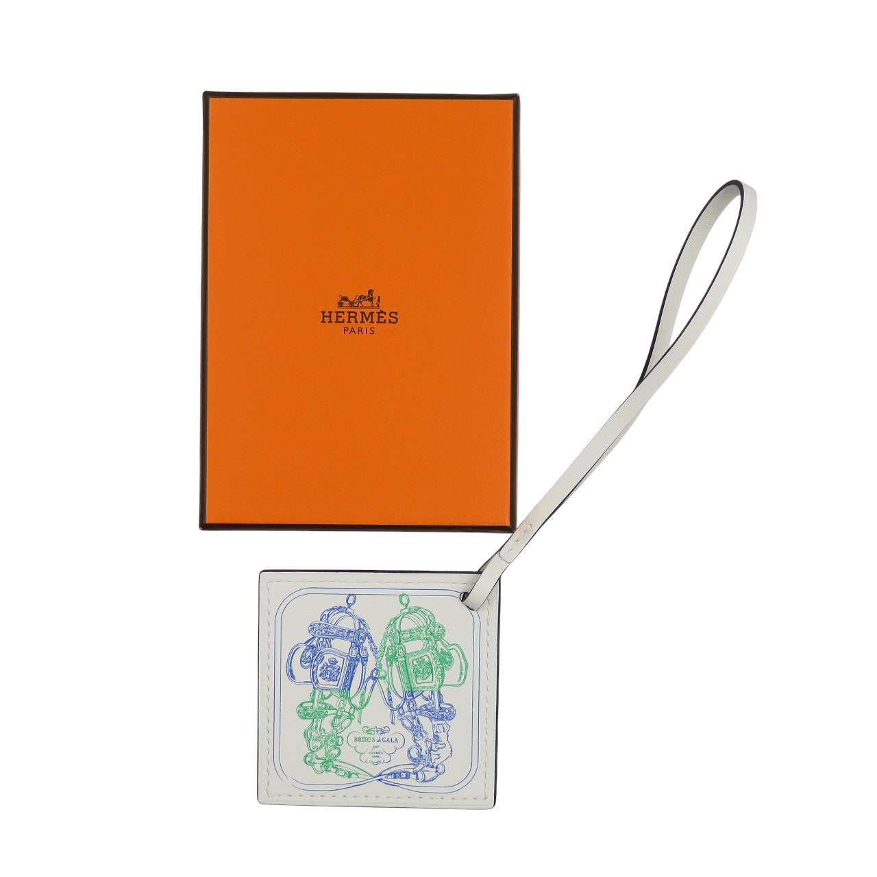 HERMES key ring Vaux Swift Blue royal Carenano BRIDES de GALA