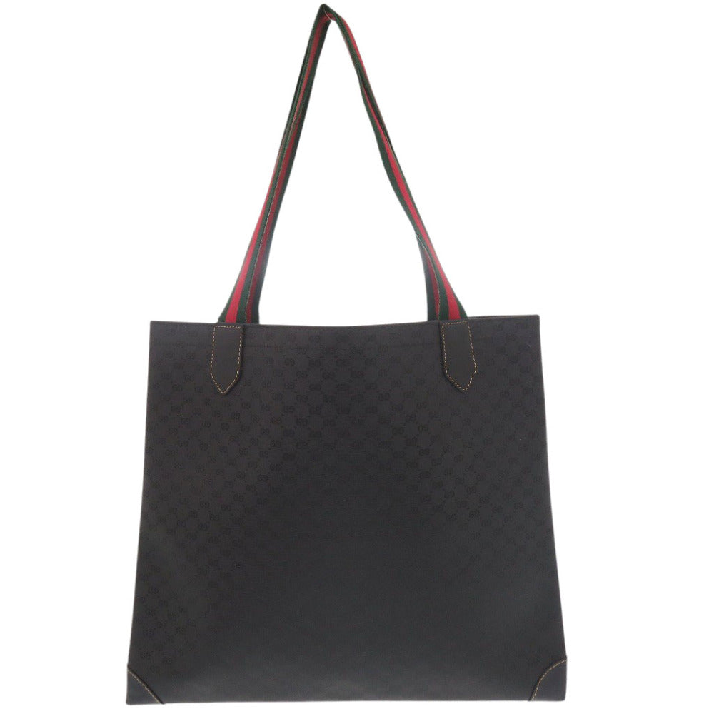 GUCCI Tote Bag 002-63-0048 PVC black Old Gucci Sherry Line Micro GG Women Used