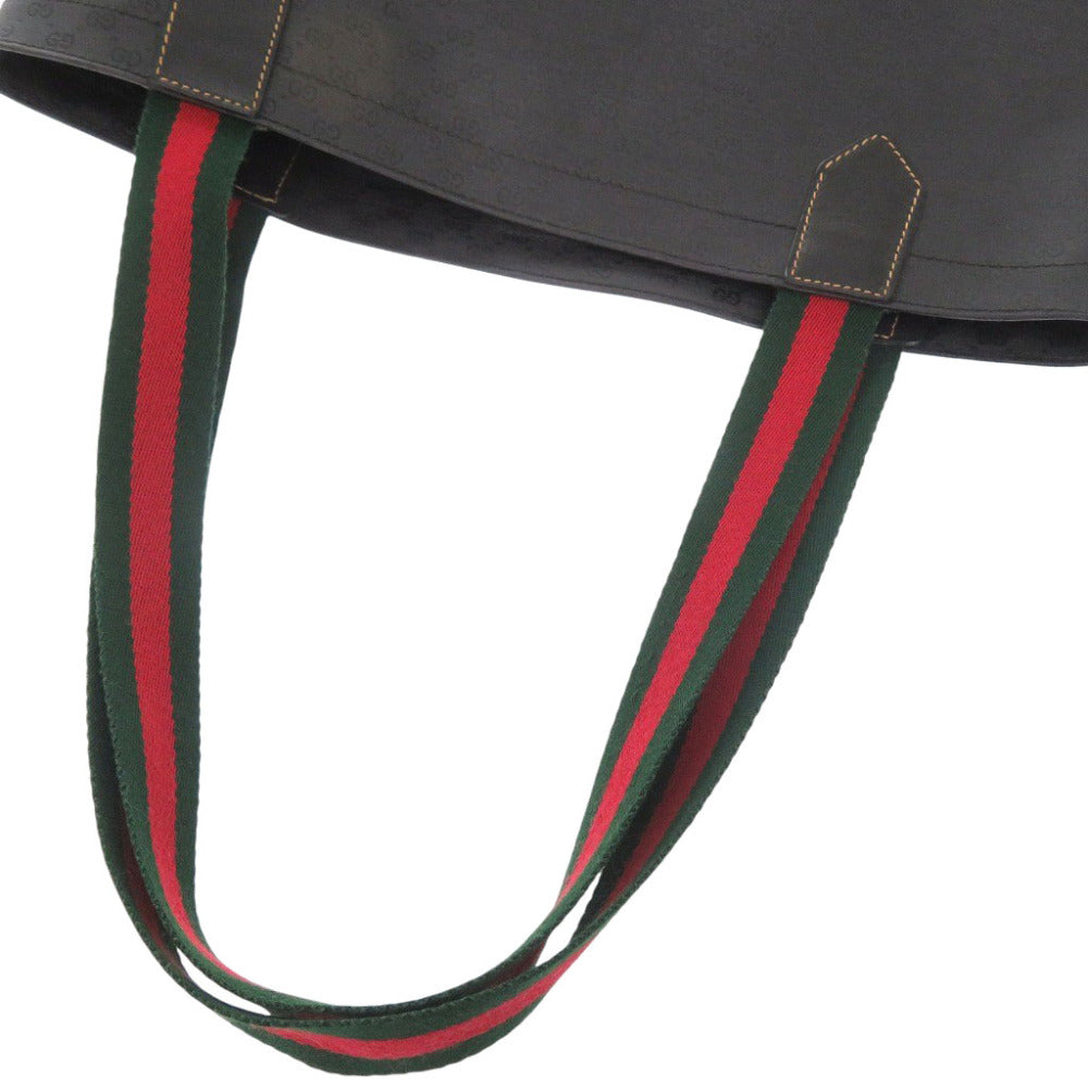 GUCCI Tote Bag 002-63-0048 PVC black Old Gucci Sherry Line Micro GG Women Used