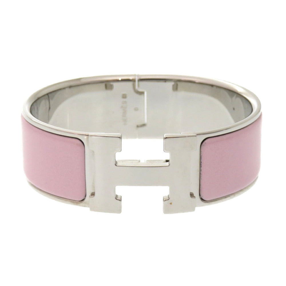 HERMES Bangle Palladium Plate pink Click crack GM Women Used