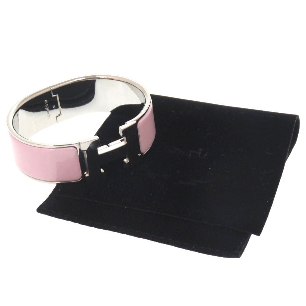 HERMES Bangle Palladium Plate pink Click crack GM Women Used