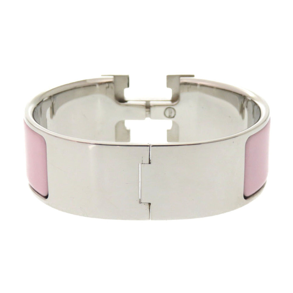 HERMES Bangle Palladium Plate pink Click crack GM Women Used