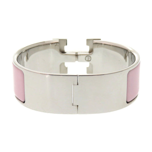 HERMES Bangle Palladium Plate pink Click crack GM Women Used