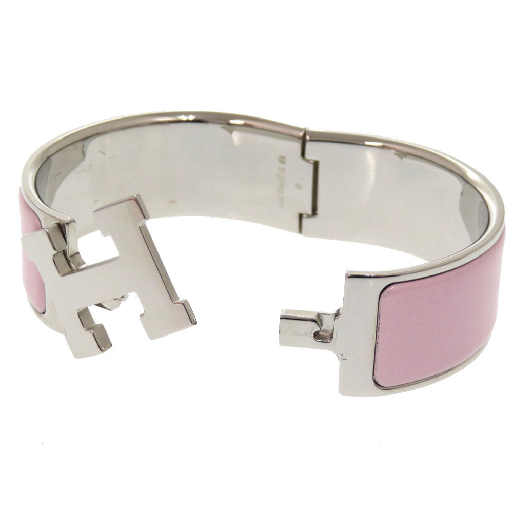 HERMES Bangle Palladium Plate pink Click crack GM Women Used