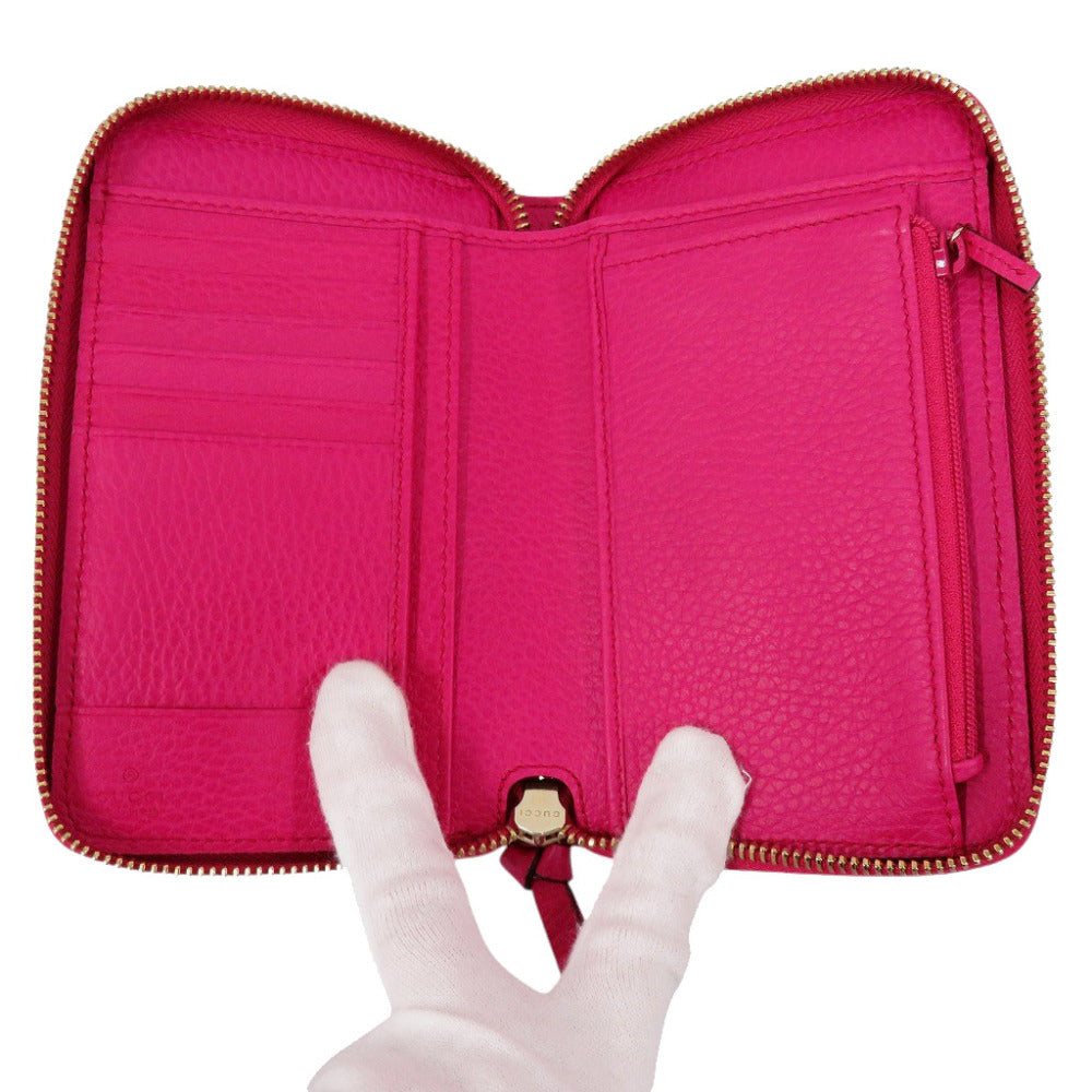 GUCCI Long Wallet Purse 354497 leather Fusha pink Swing
