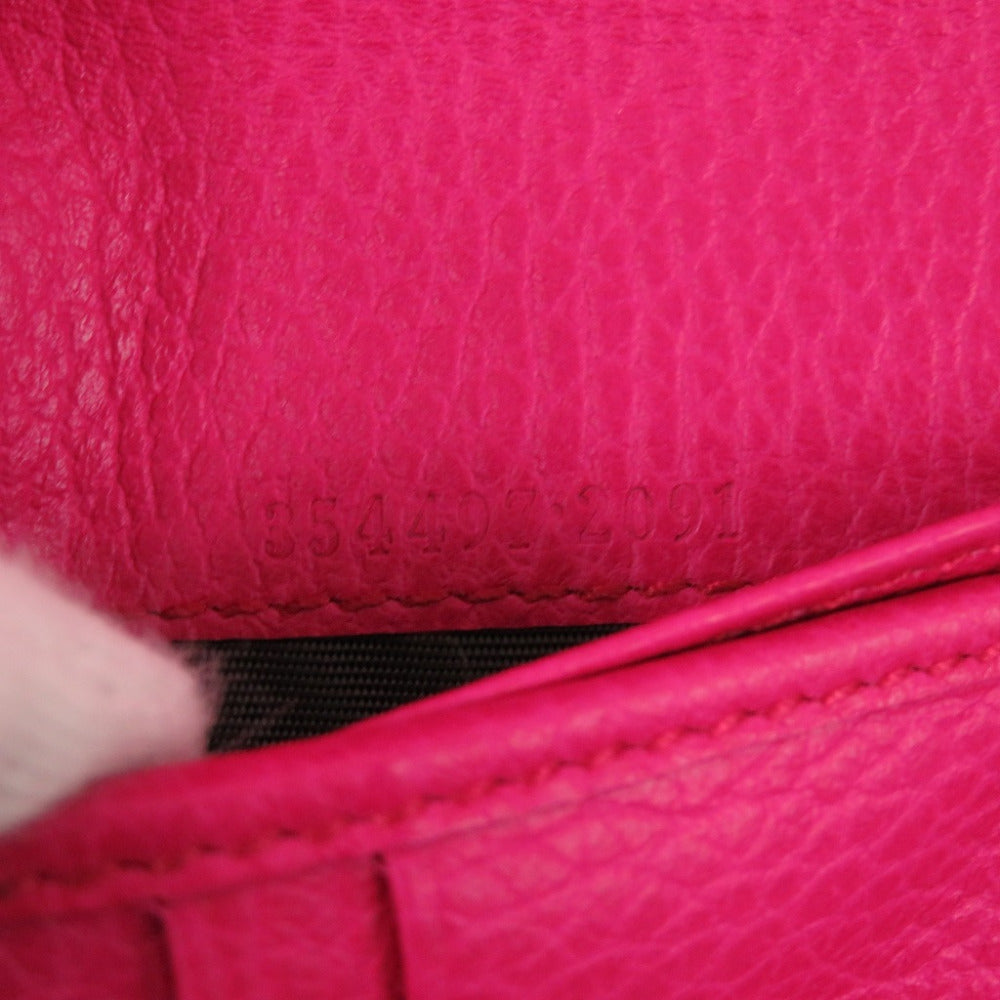 GUCCI Long Wallet Purse 354497 leather Fusha pink Swing