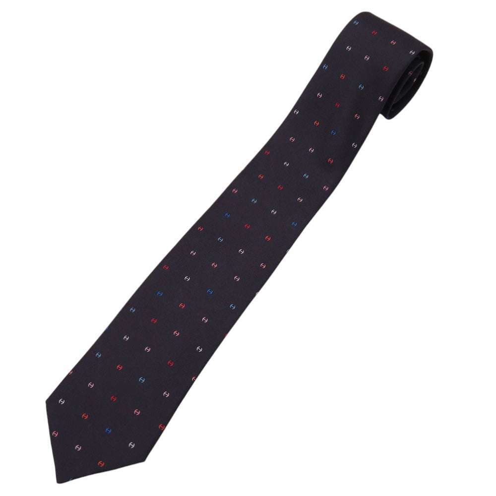 HERMES tie silk black H logo mens Used