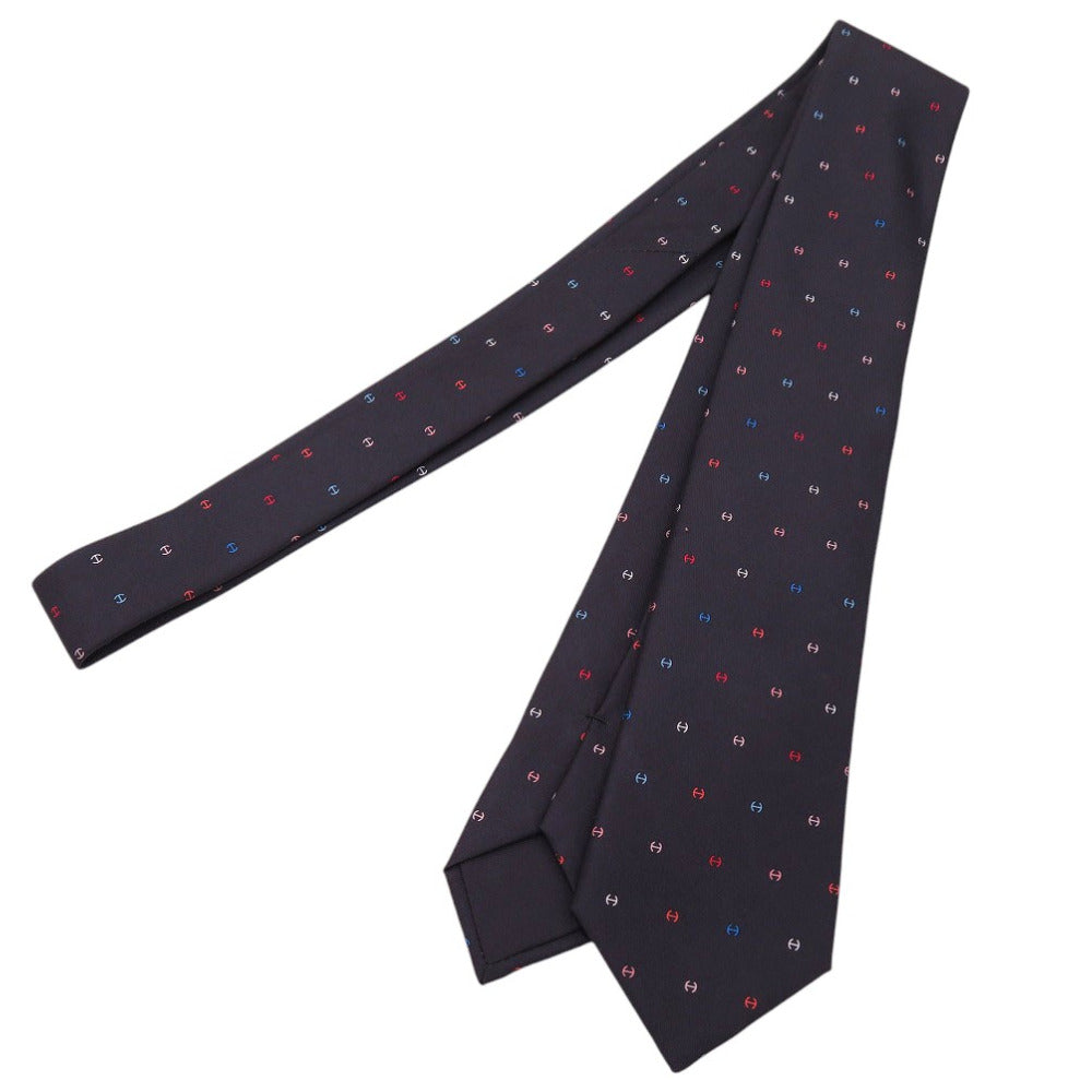 HERMES tie silk black H logo mens Used