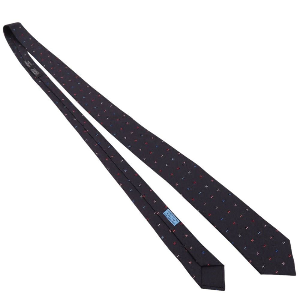 HERMES tie silk black H logo mens Used