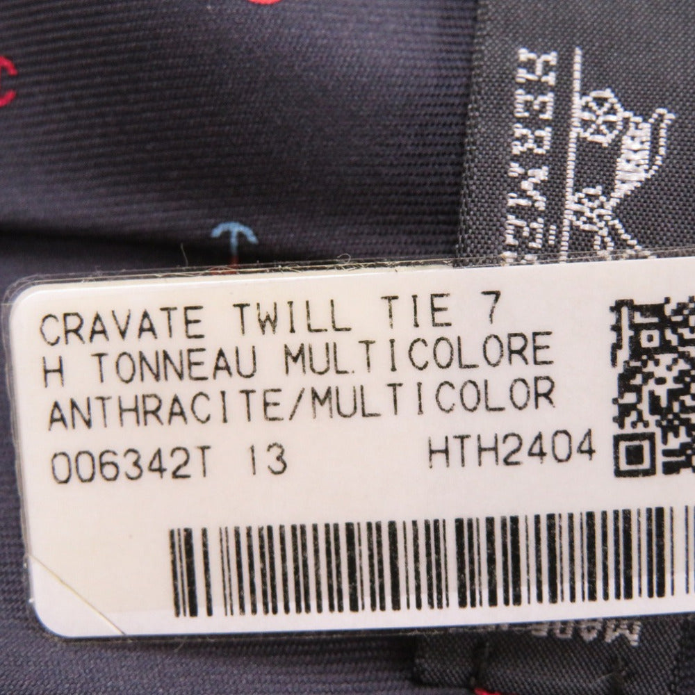 HERMES tie silk black H logo mens Used