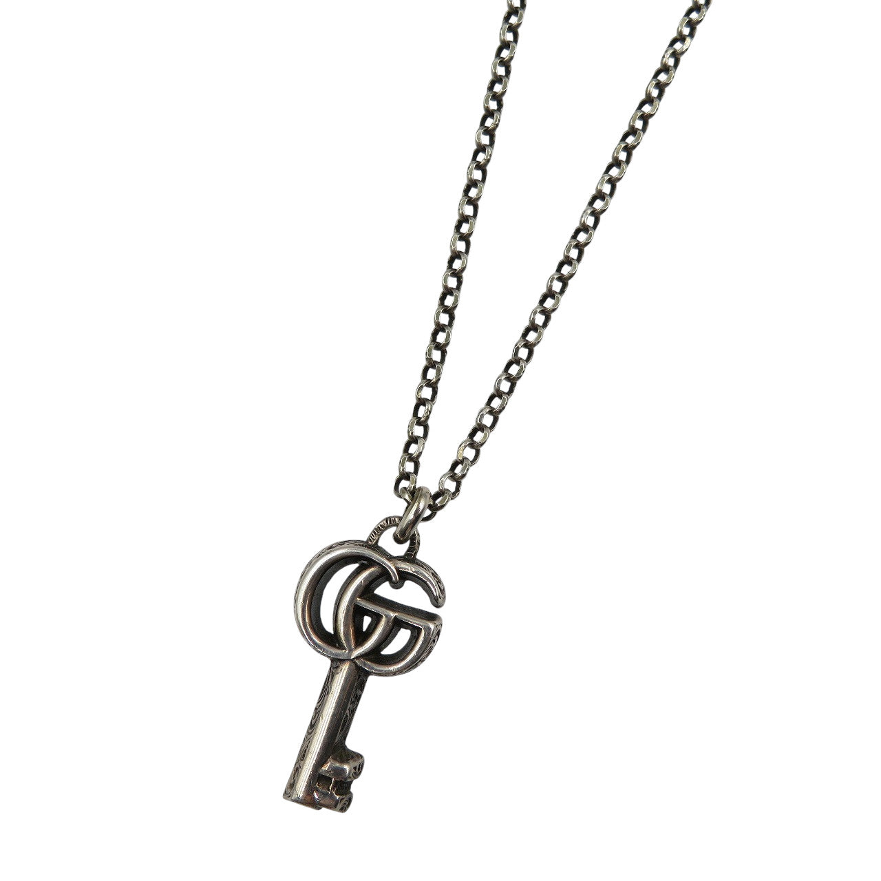 GUCCI Necklace Silver925 Silver Arabesque Double G Key unisex(Unisex) Used