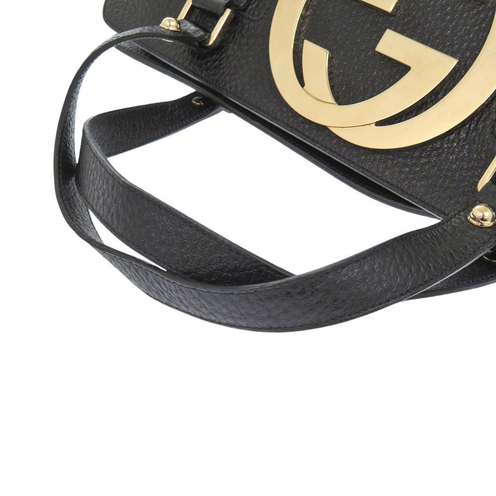 GUCCI Handbag leather black interlocking sherry