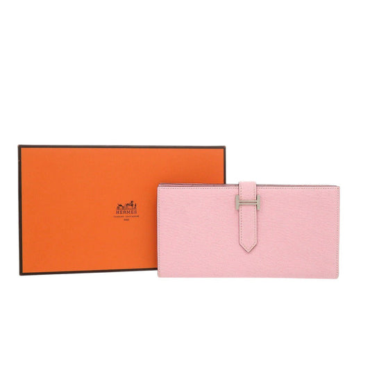 HERMES Long Wallet Purse Shave Rose cherry Beansufla