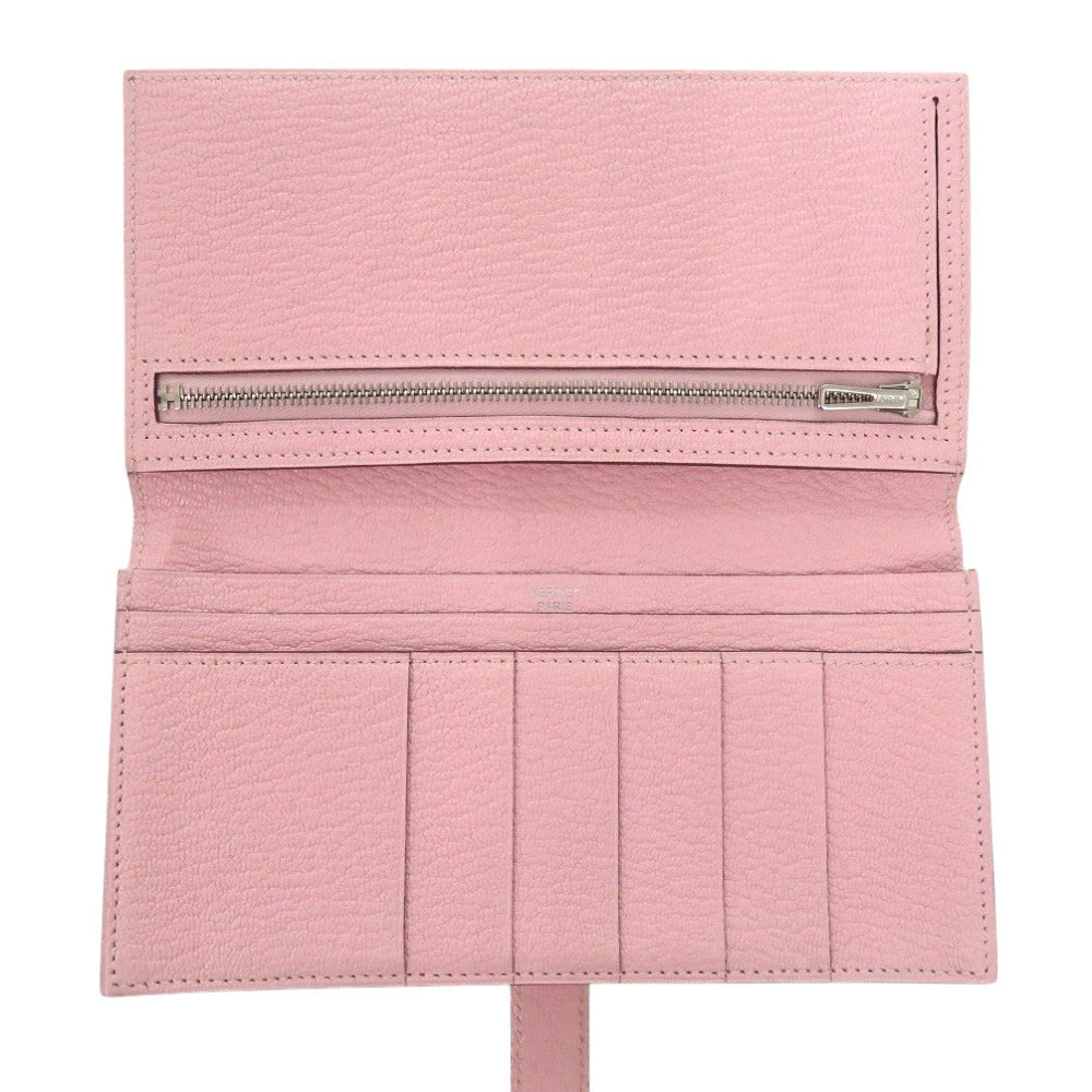HERMES Long Wallet Purse Shave Rose cherry Beansufla