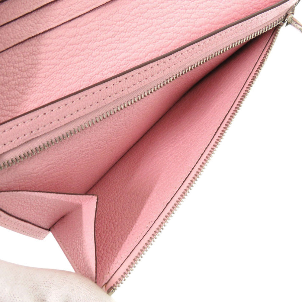 HERMES Long Wallet Purse Shave Rose cherry Beansufla