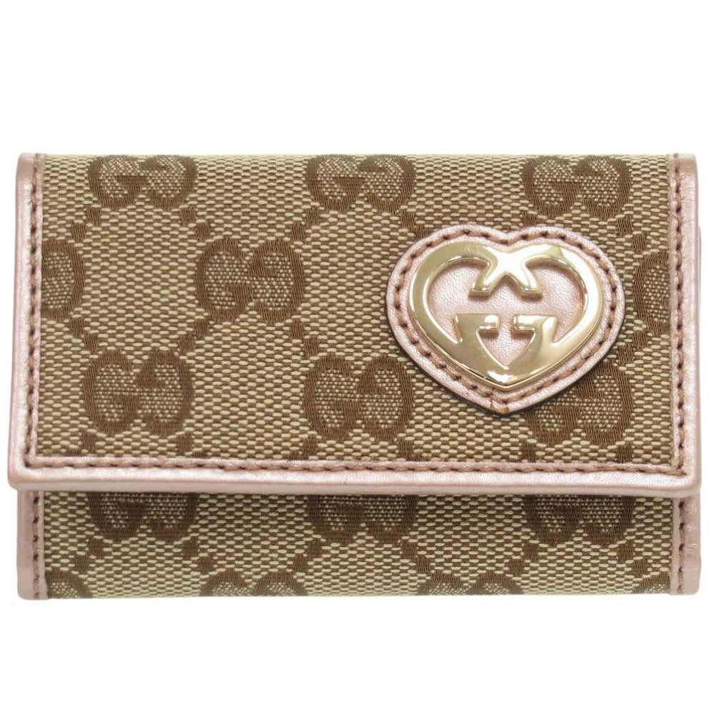 GUCCI Key case Key holder  257217 GG canvas beige Lovely heart