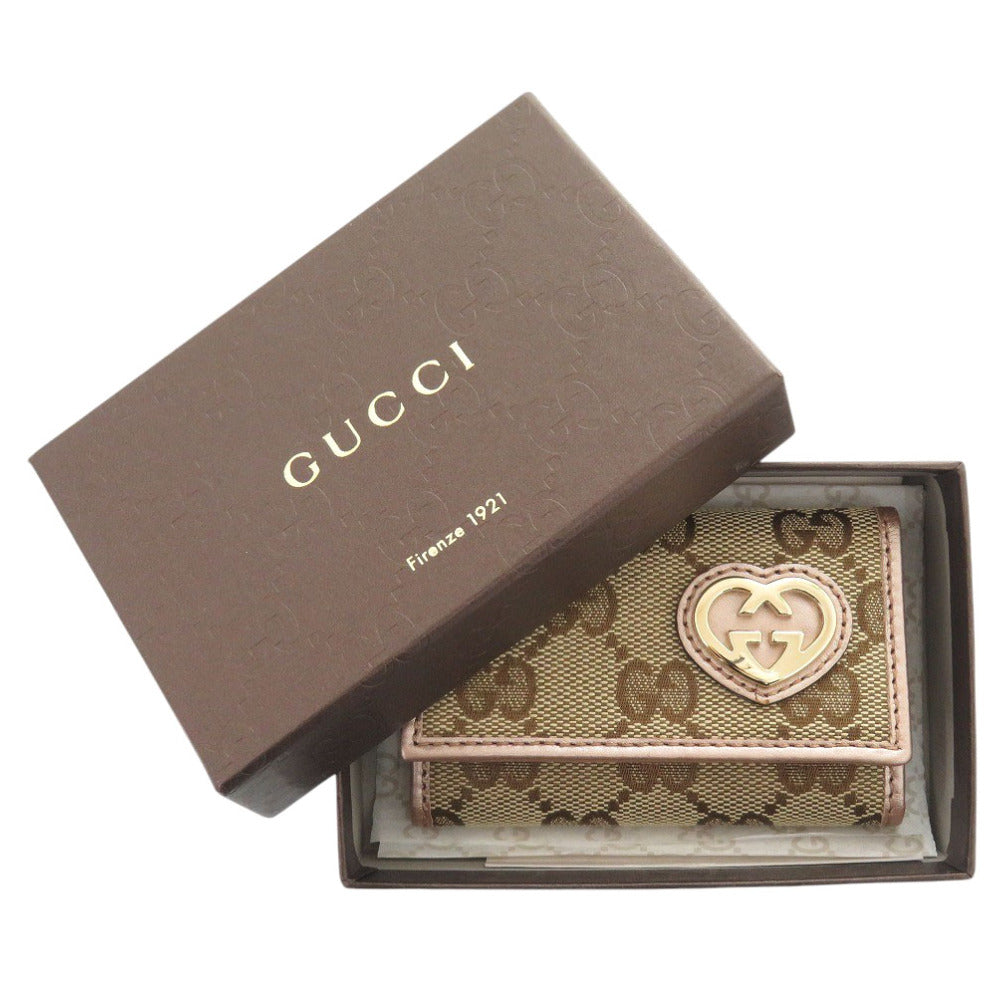 GUCCI Key case Key holder  257217 GG canvas beige Lovely heart
