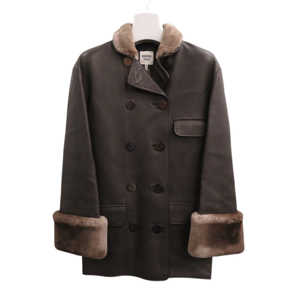 HERMES Other outerwear Dearskin Brown coat 34