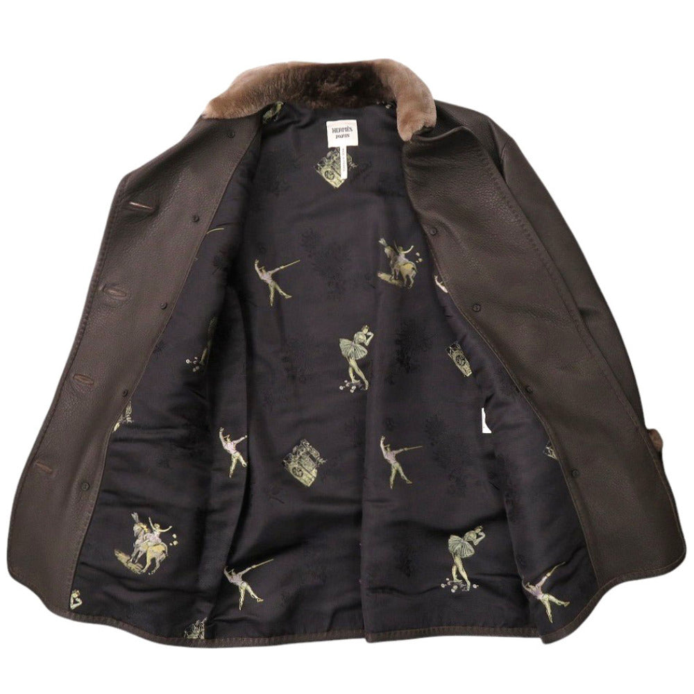 HERMES Other outerwear Dearskin Brown coat 34