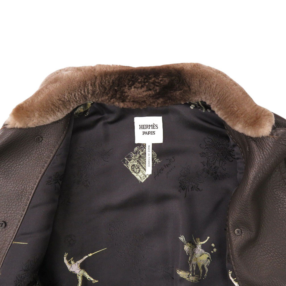 HERMES Other outerwear Dearskin Brown coat 34