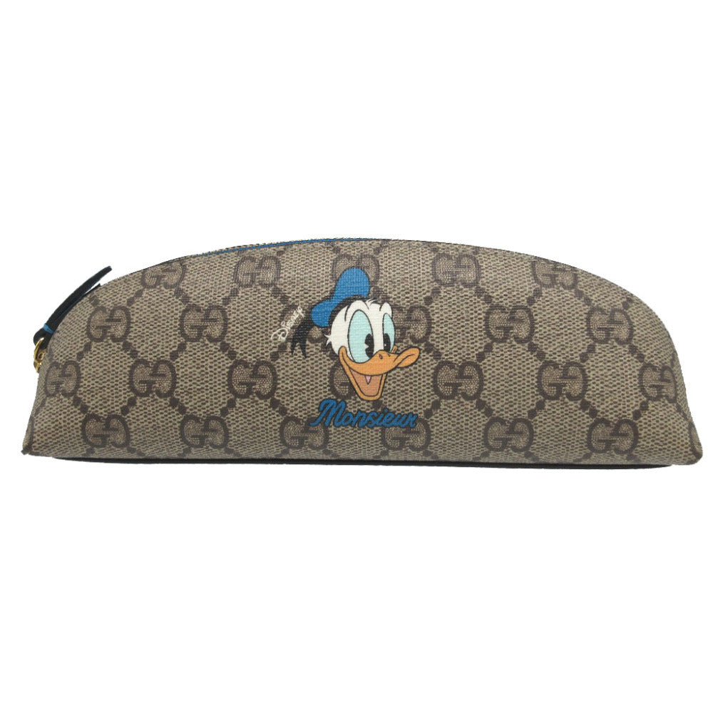 GUCCI pencil case 662129 GG Supreme, Leather Brown
