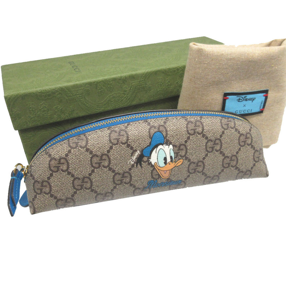 GUCCI pencil case 662129 GG Supreme, Leather Brown