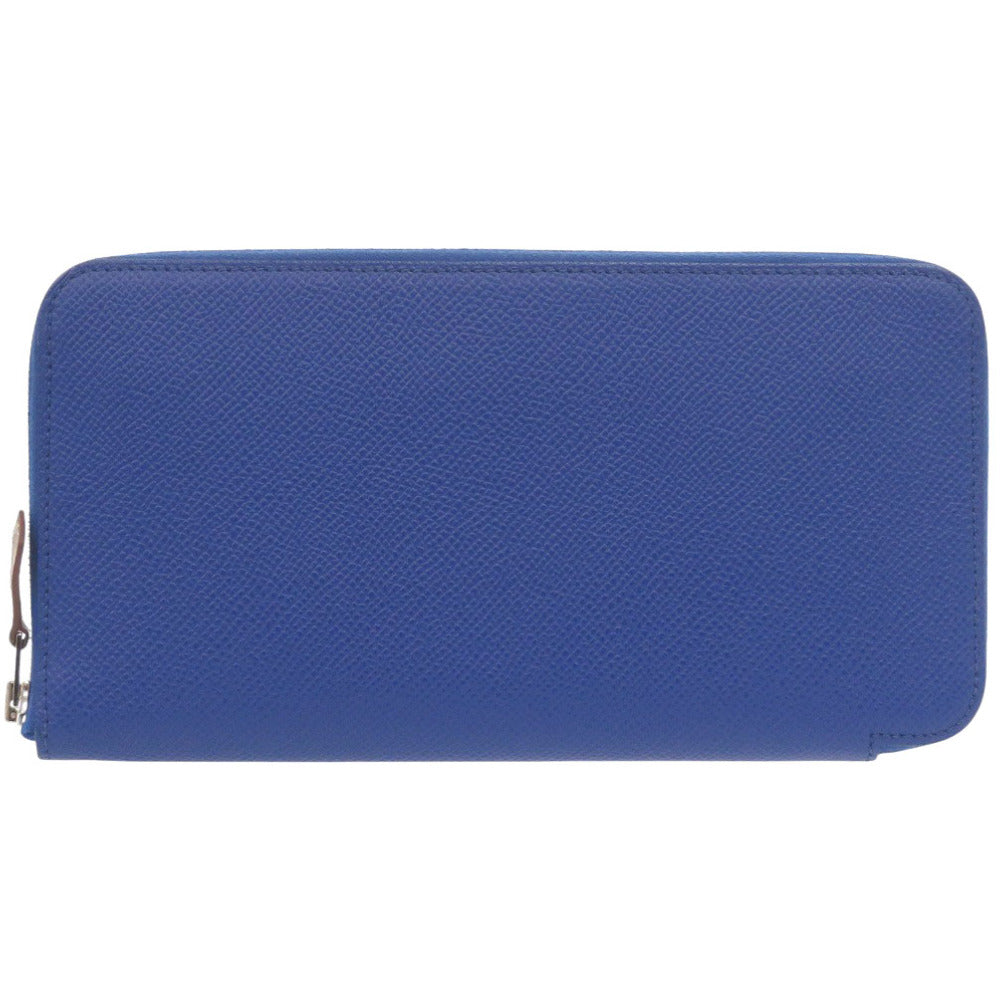 HERMES Long Wallet Purse Epsom Blue france Azap Silk In Long