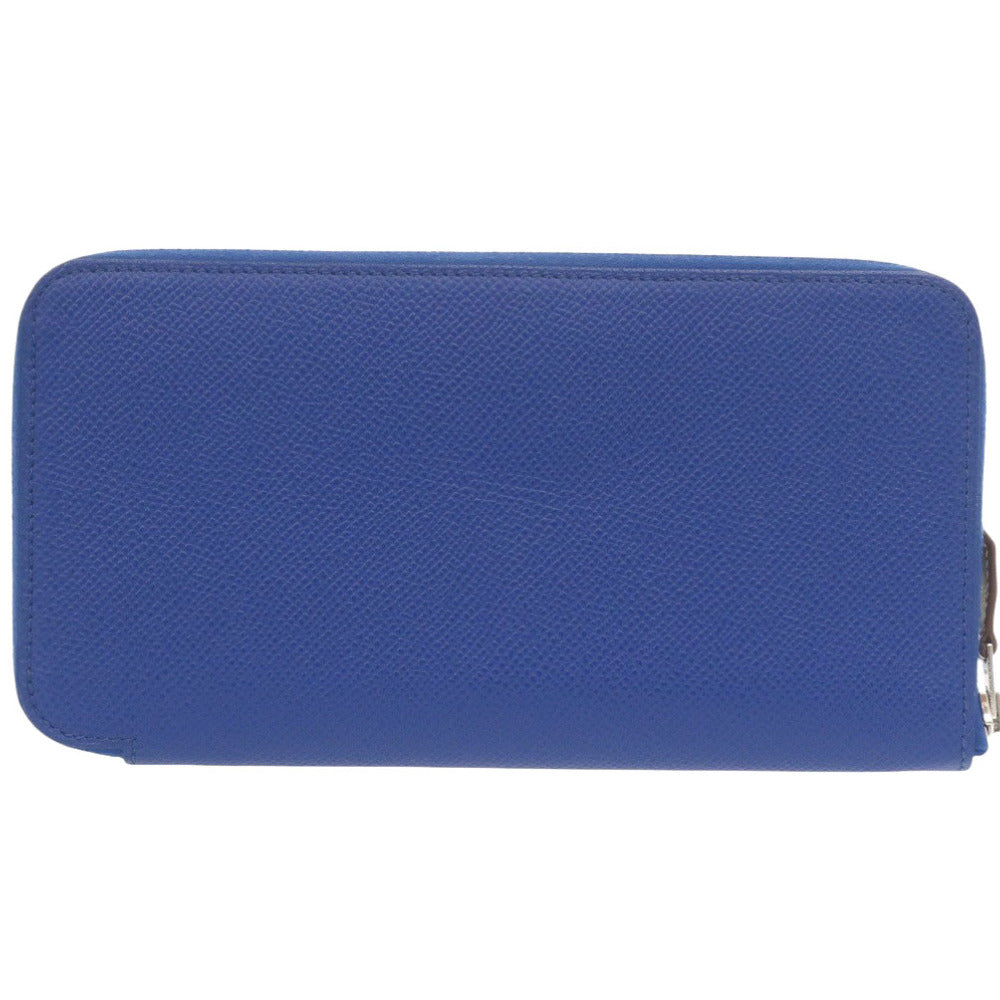 HERMES Long Wallet Purse Epsom Blue france Azap Silk In Long