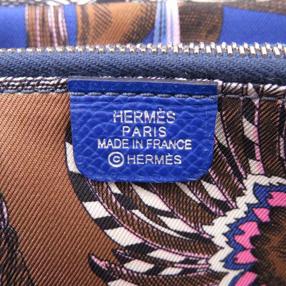HERMES Long Wallet Purse Epsom Blue france Azap Silk In Long