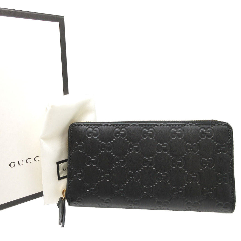 GUCCI Long Wallet Purse 410102 leather black Guccisima