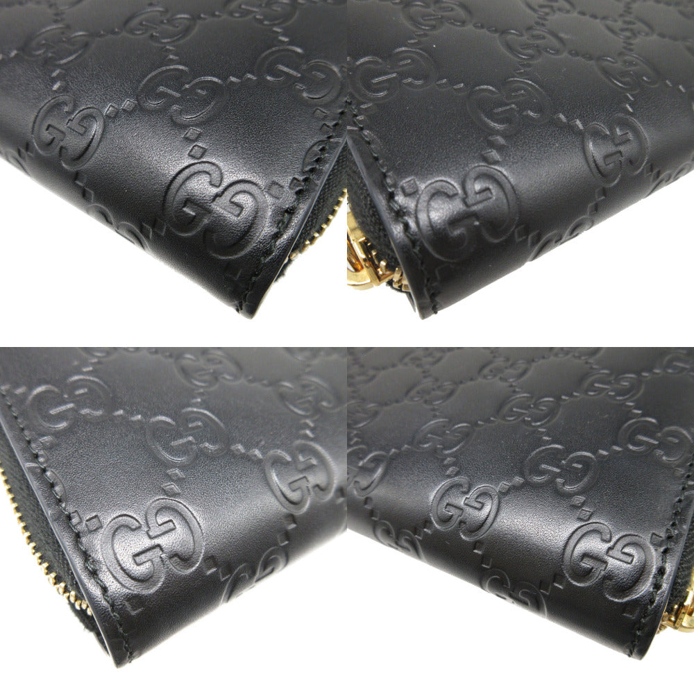 GUCCI Long Wallet Purse 410102 leather black Guccisima