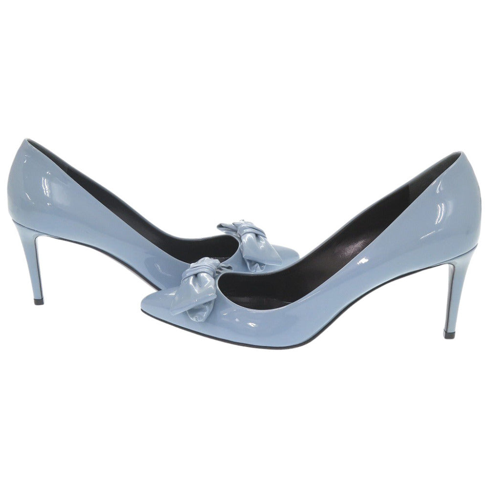 GUCCI pumps 370851 enamel blue Bow pointed toe 37 1/2