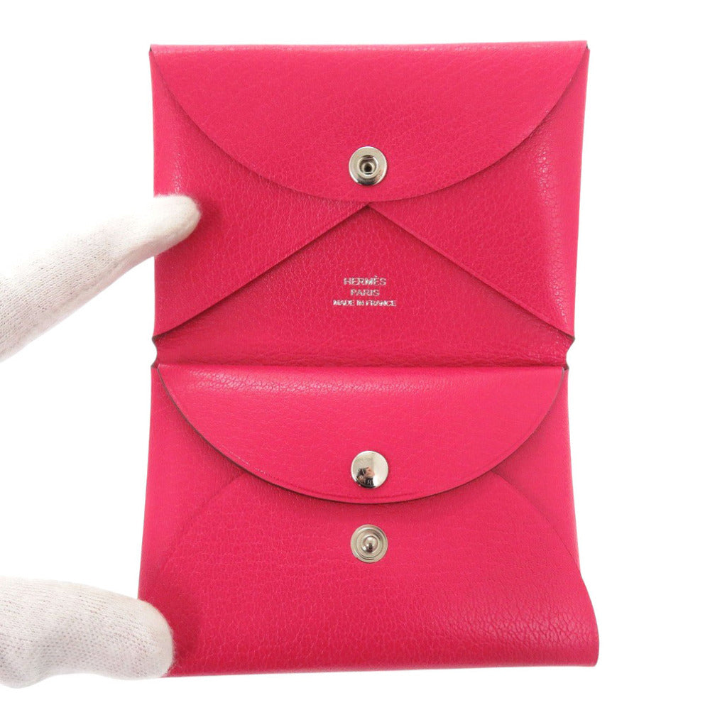 HERMES Coin case Epsom Rose Extreme Calvi duo