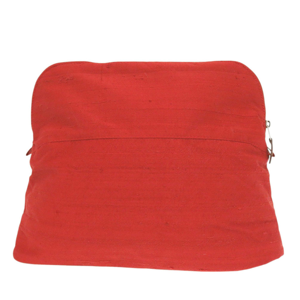 HERMES Pouch Satin Red Borid porch GM