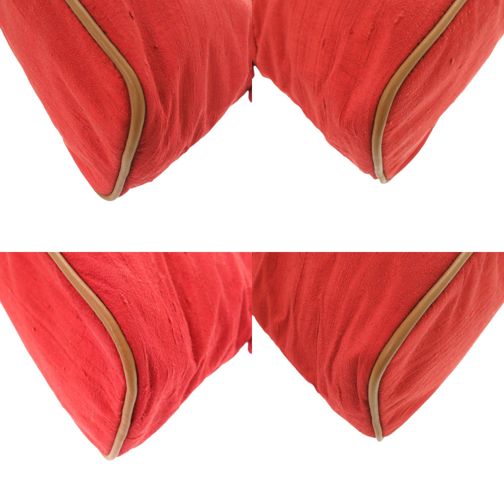HERMES Pouch Satin Red Borid porch GM