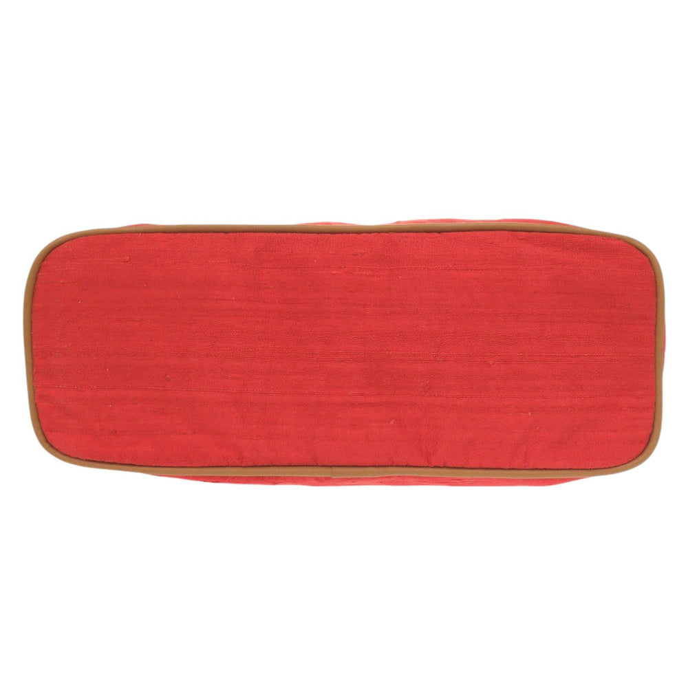 HERMES Pouch Satin Red Borid porch GM