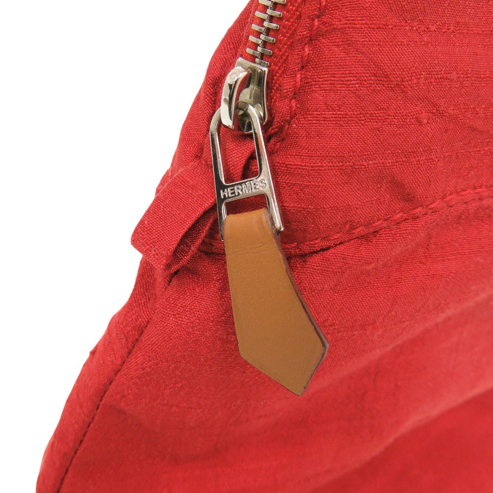 HERMES Pouch Satin Red Borid porch GM