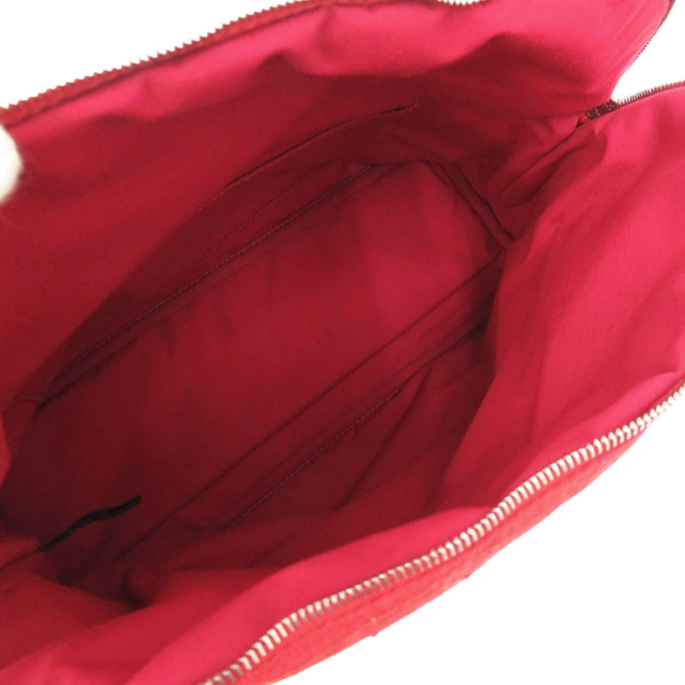 HERMES Pouch Satin Red Borid porch GM