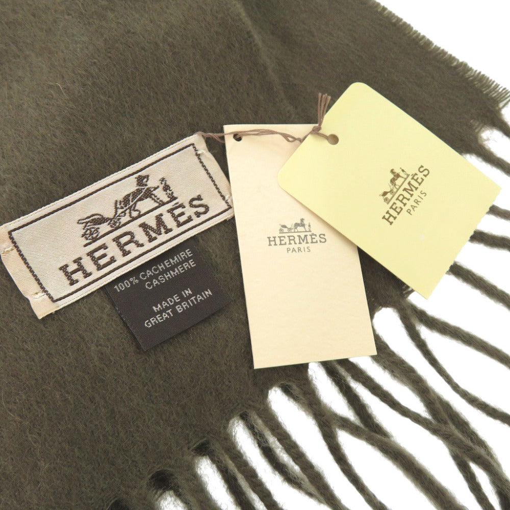 HERMES Scarf 393622T H6 cashmere khaki